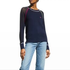 New Lisa Todd Quick Kiss Sweater With Small Heart Navy Blue Size XL